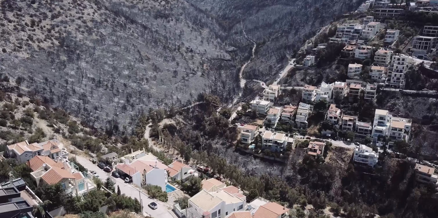 Βίντεο από drone με την εικόνα της καταστροφής στον Υμηττό