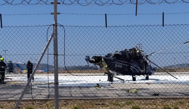 Ελ. Βενιζέλος: Ελικόπτερο έπεσε και κόπηκε στα δύο – Σώος ο πιλότος